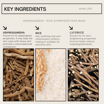 Ashwagandha + Rice Superfood Face Mask for Fine lines and Wrinkles